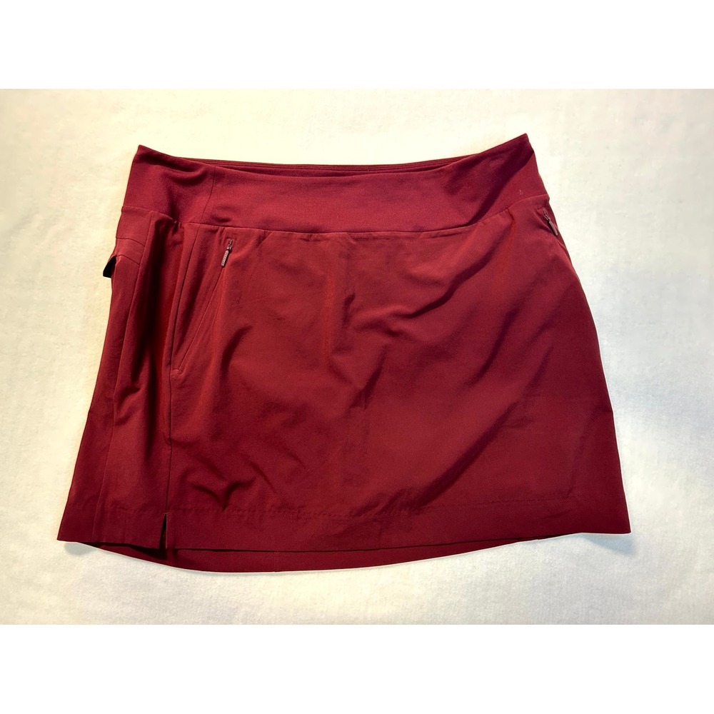 Athleta Soho Skort Wine Maroon Short + Skirt Zip Pockets Stretch Plus Size 16 - Picture 2 of 12